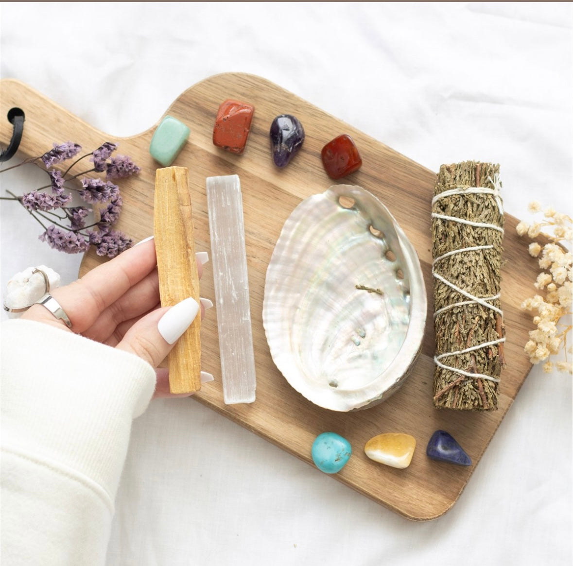 Devine energy smudge and stone wellness kit