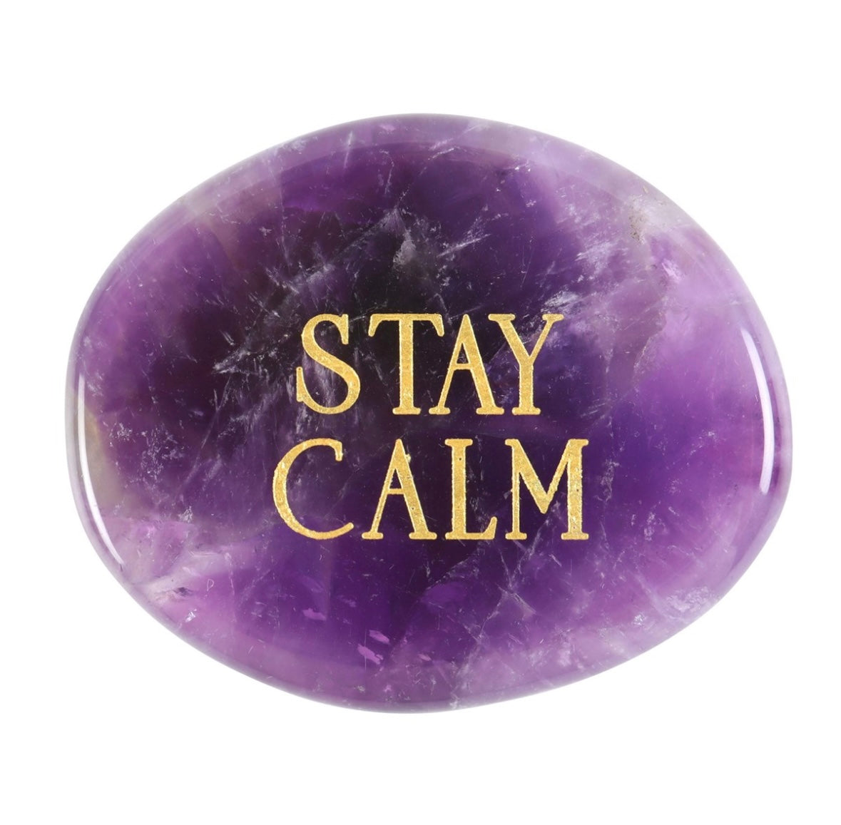 Stay calm amethyst palm stone