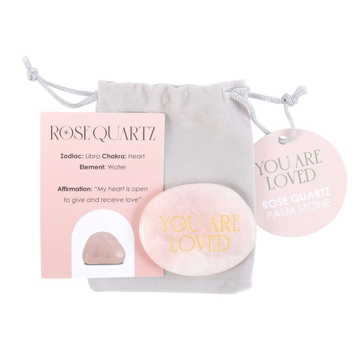 Rose Quartz you are loved palm