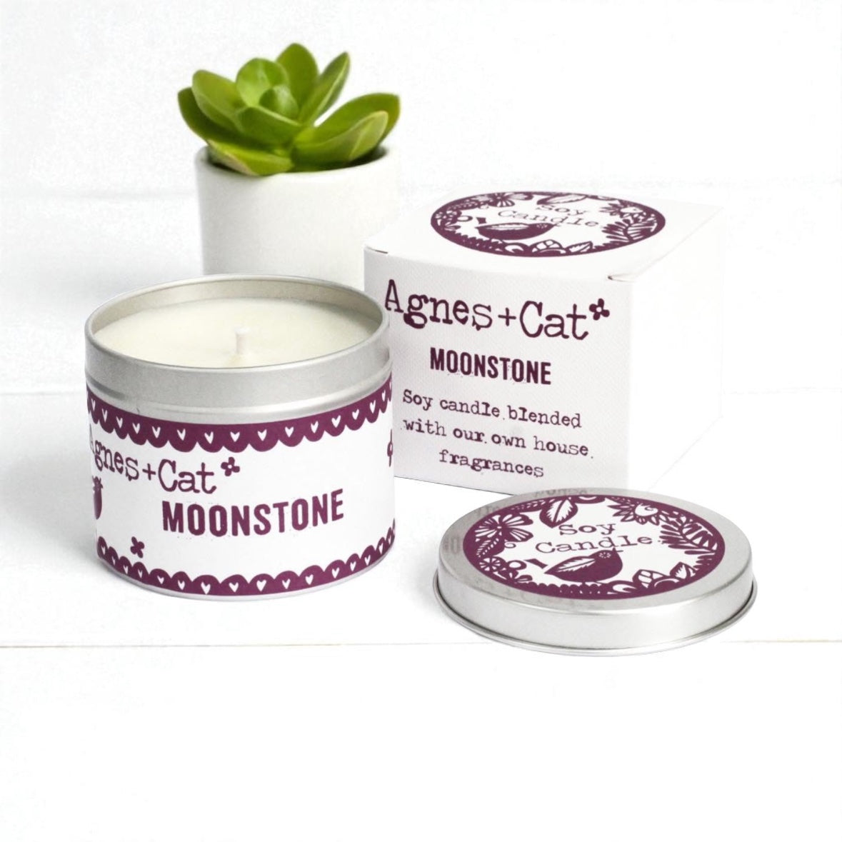 Agnes + Cat soy wax tin candles
