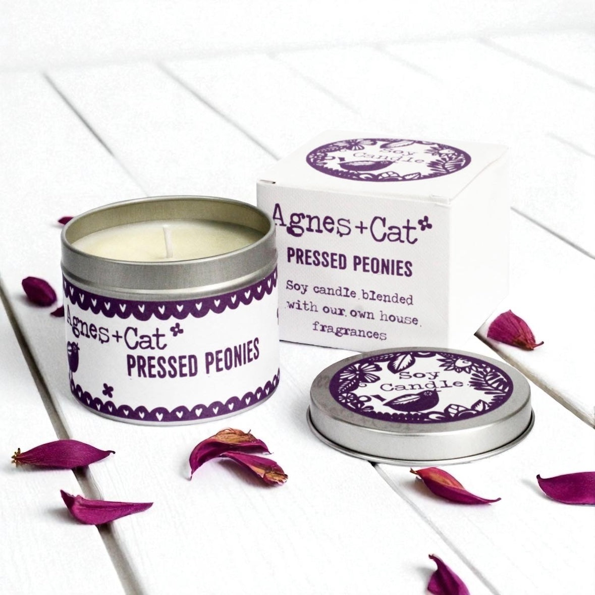 Agnes + Cat soy wax tin candles