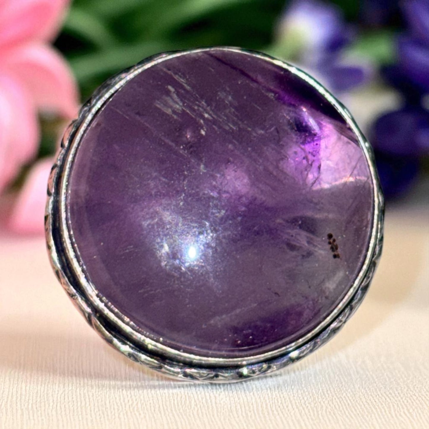 Amethyst 925 silver plated ring