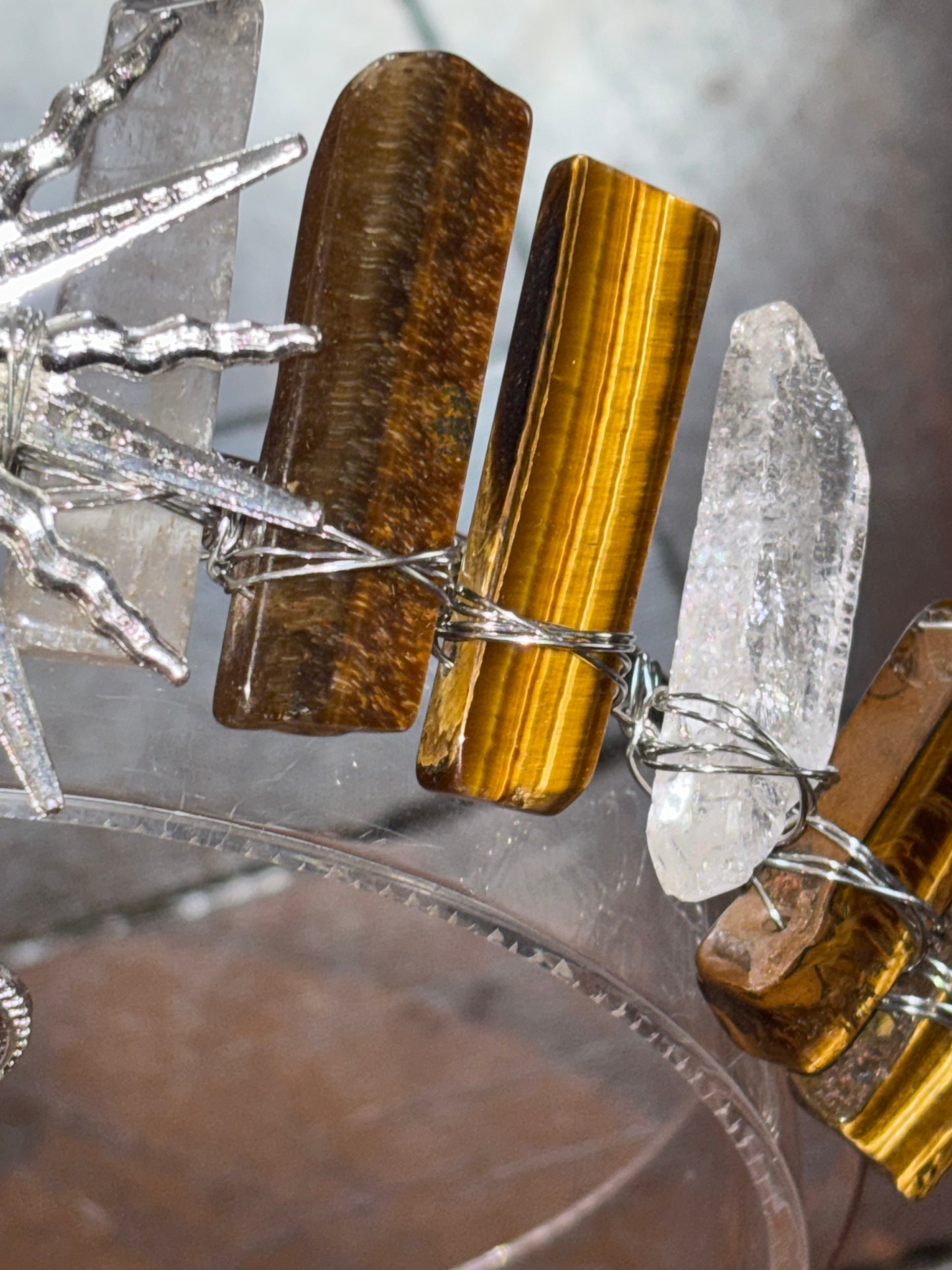 Tiger’s Eye & Quartz Crystal Tiara Headband Crown