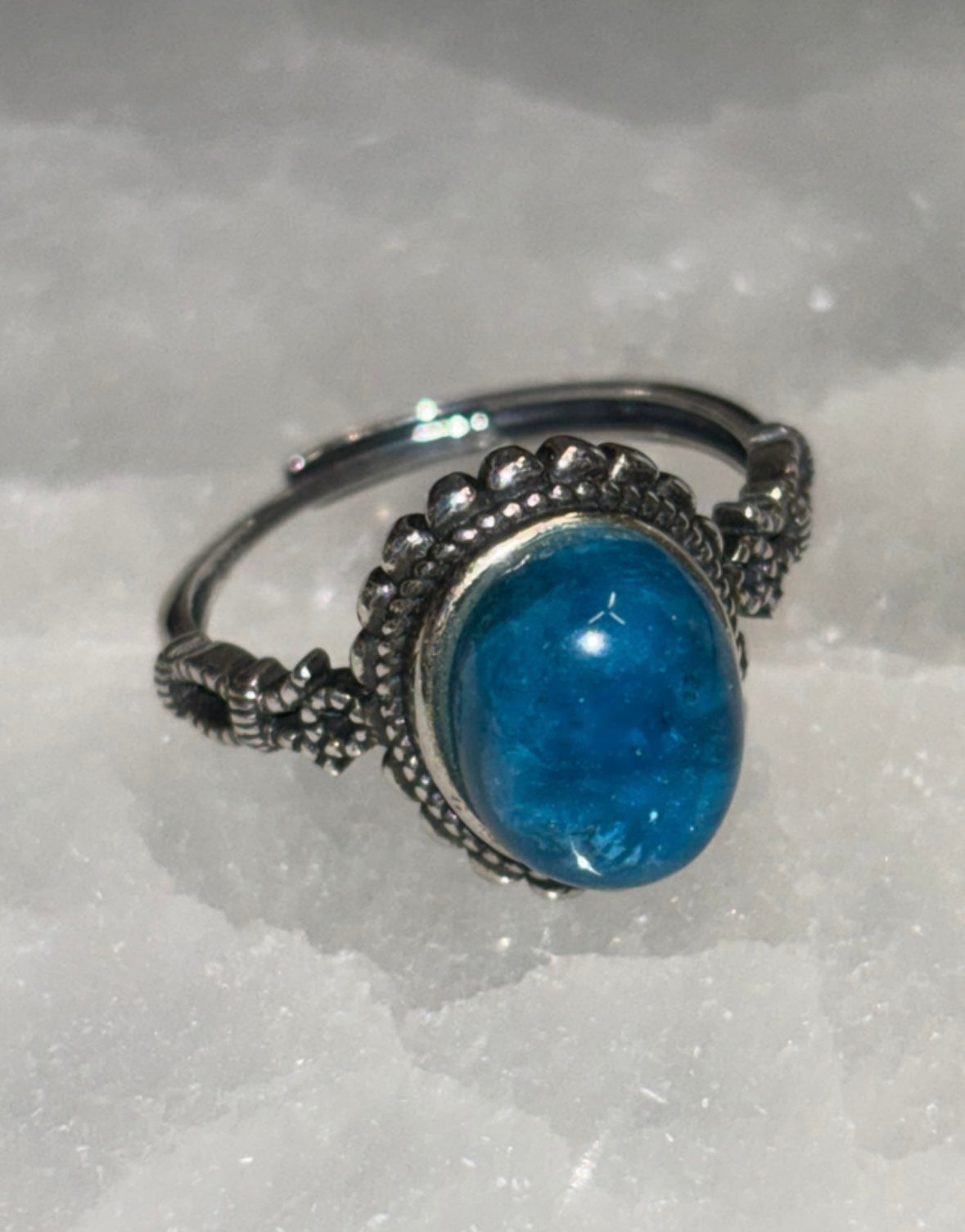Blue apatite 925S adjustable ring