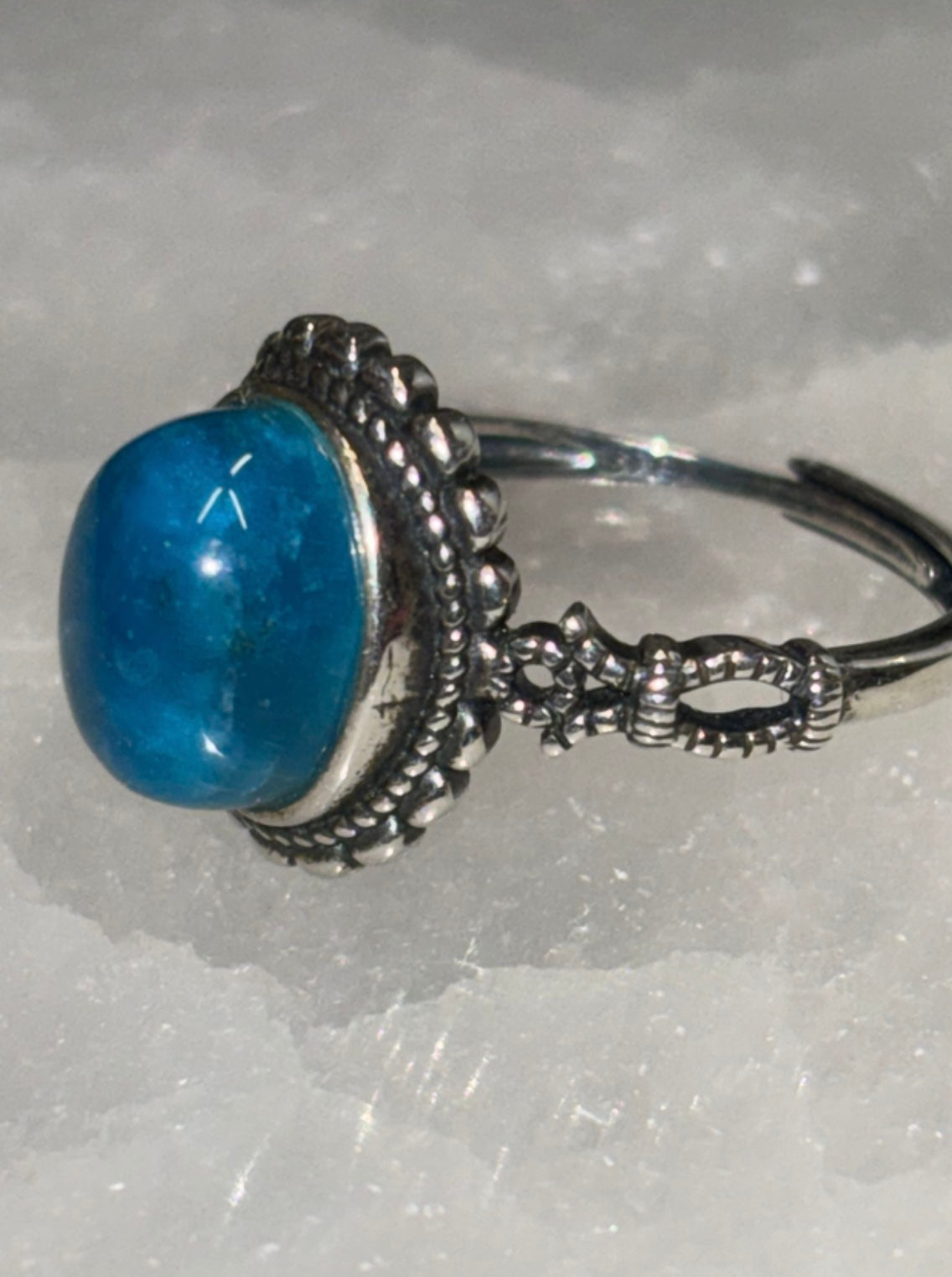 Blue apatite 925S adjustable ring