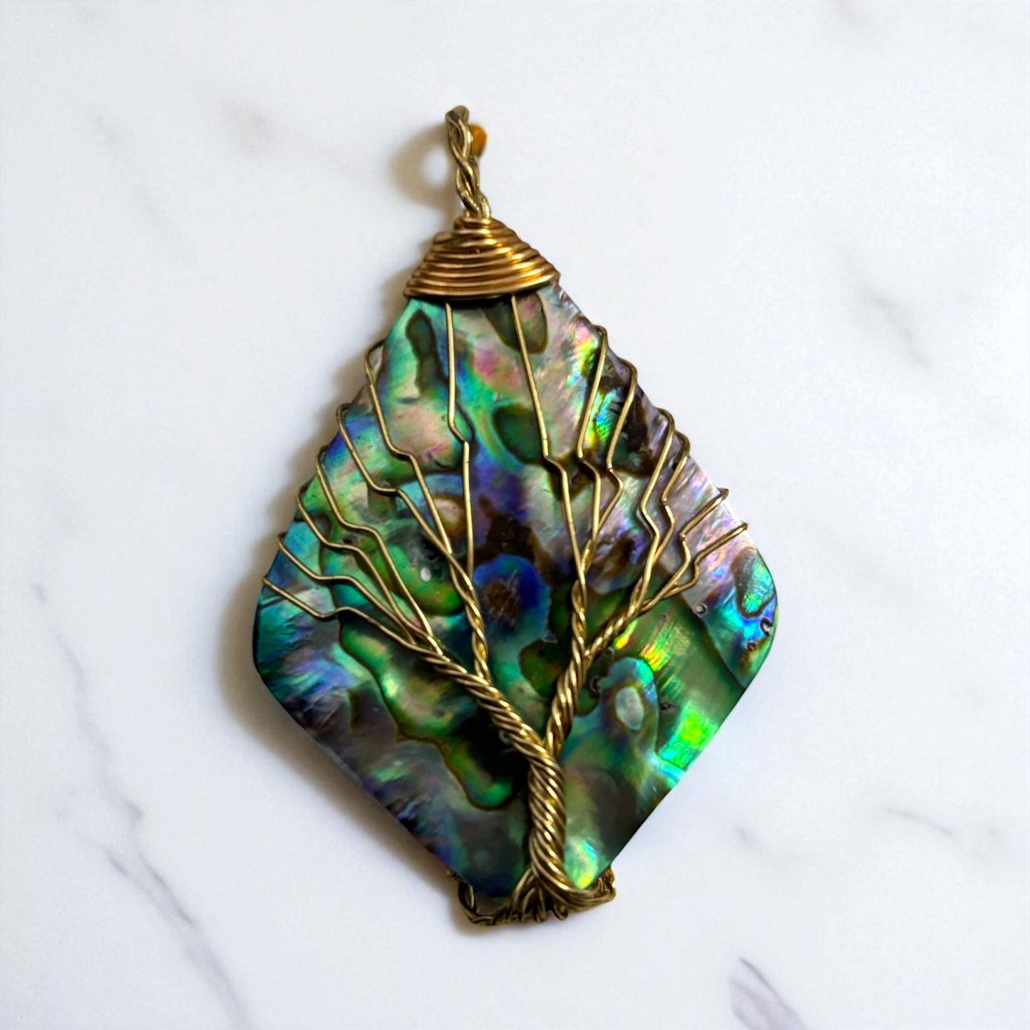 Abalone shell tree of life pendant