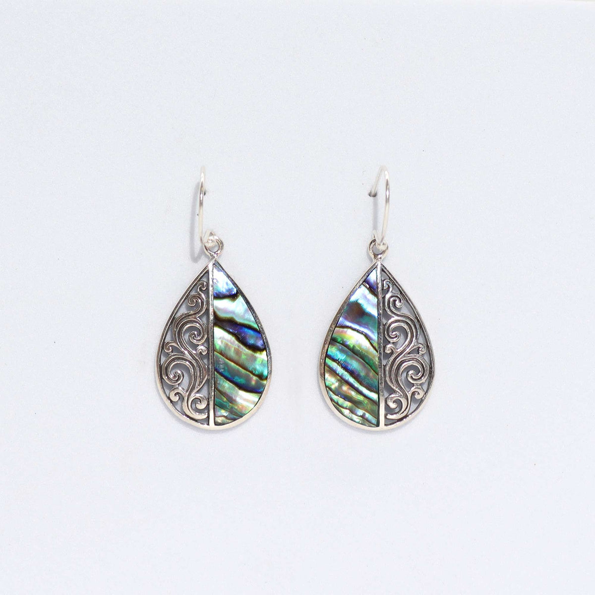 Shell & Silver Earrings - Teardrop- Abalone