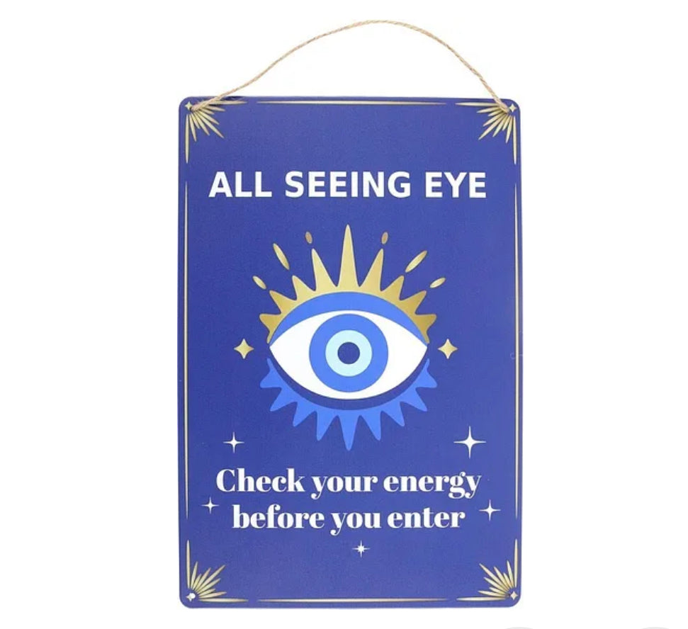 All seeing eye metal sign
