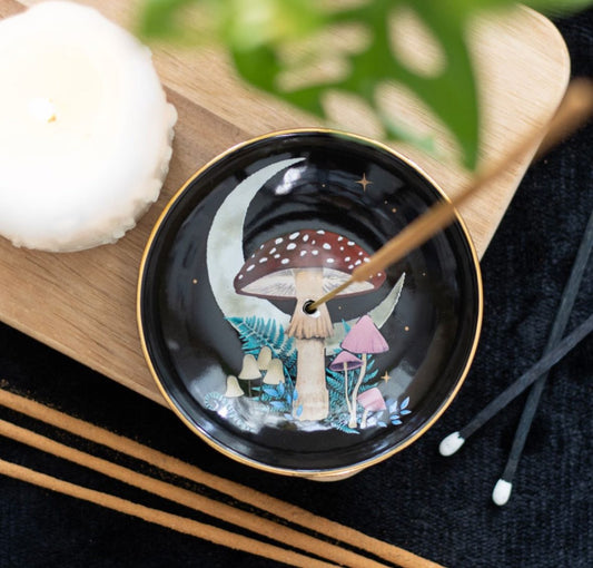 Mushroom incense plate
