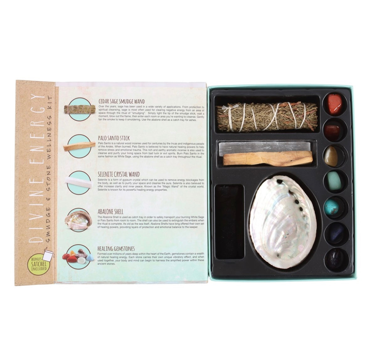 Devine energy smudge and stone wellness kit