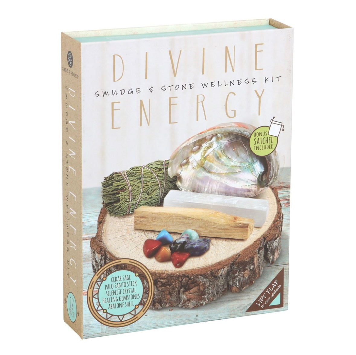 Devine energy smudge and stone wellness kit