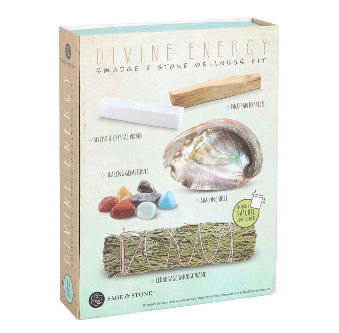 Devine energy smudge and stone wellness kit
