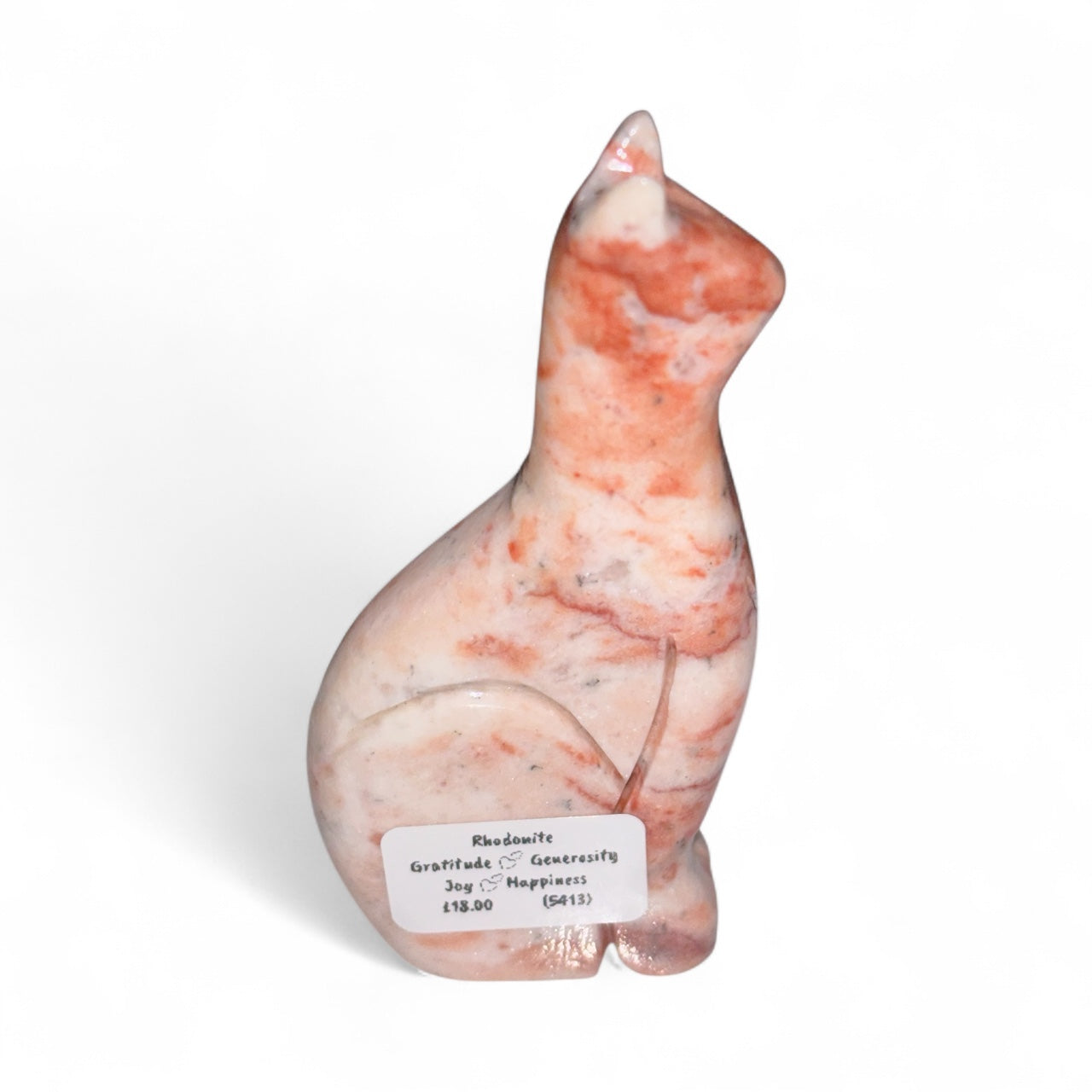 Rhodonite cat carving