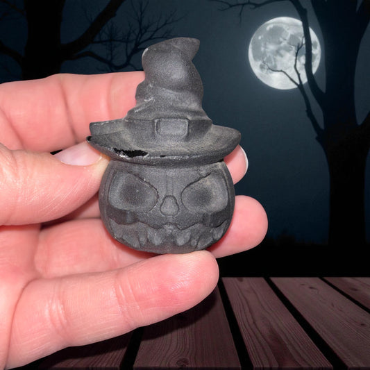 Black obsidian jack o lantern pumpkin