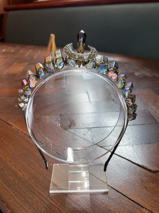 Aura obsidian crystal crown tiara headband perfectly imperfect - Reduced