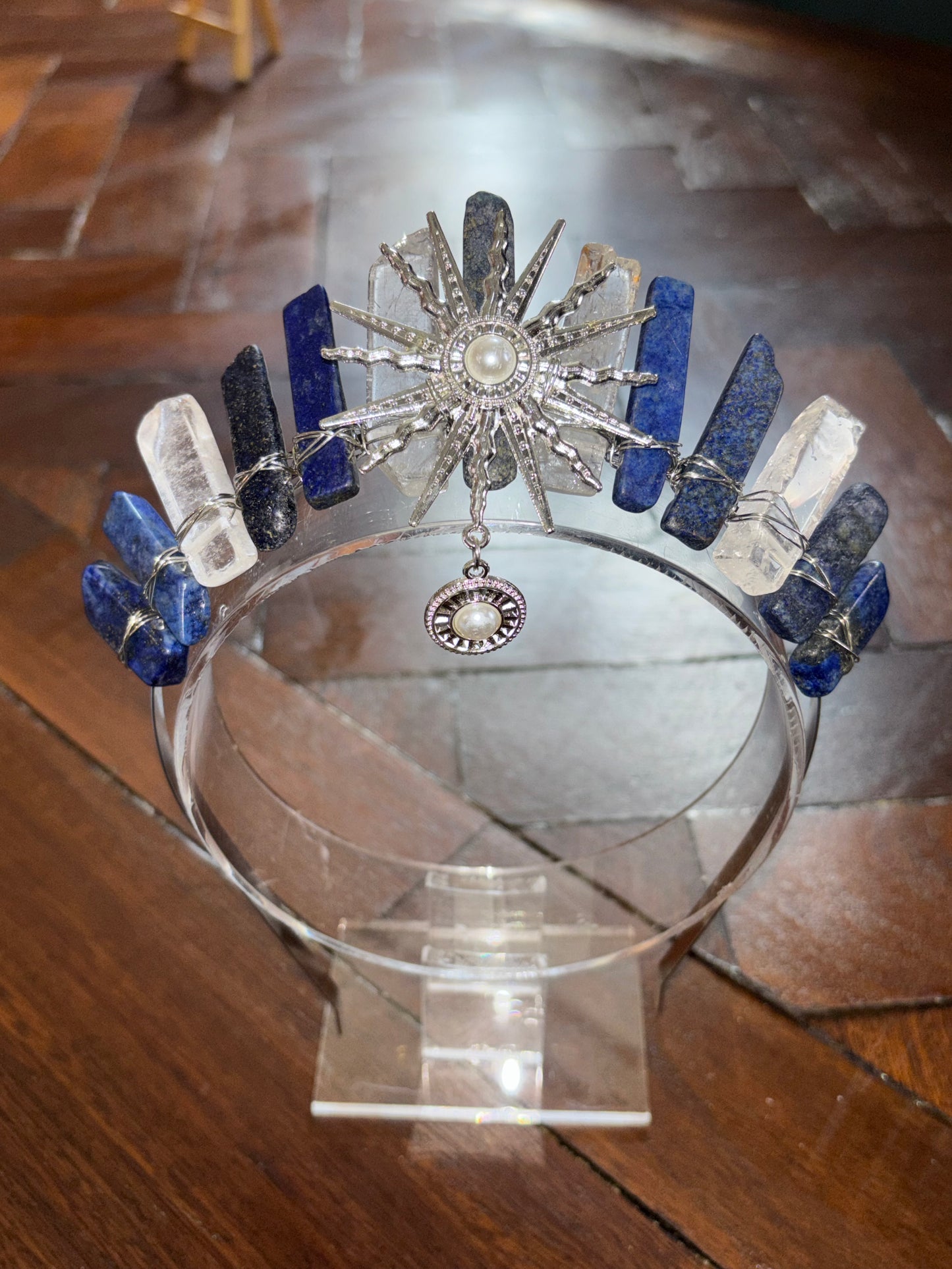 Sodalite & Quartz Crystal Tiara Headband Crown