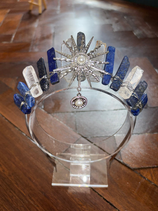 Sodalite & Quartz Crystal Tiara Headband Crown