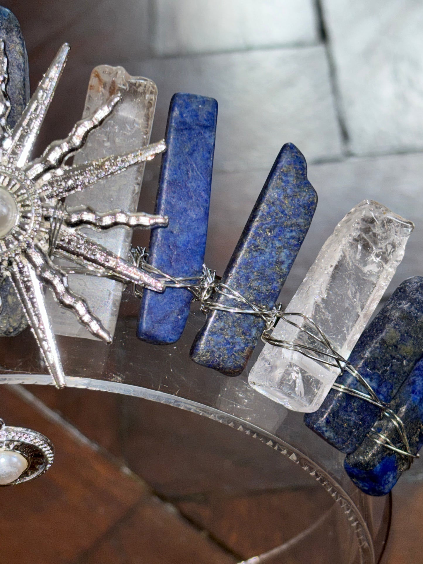 Sodalite & Quartz Crystal Tiara Headband Crown