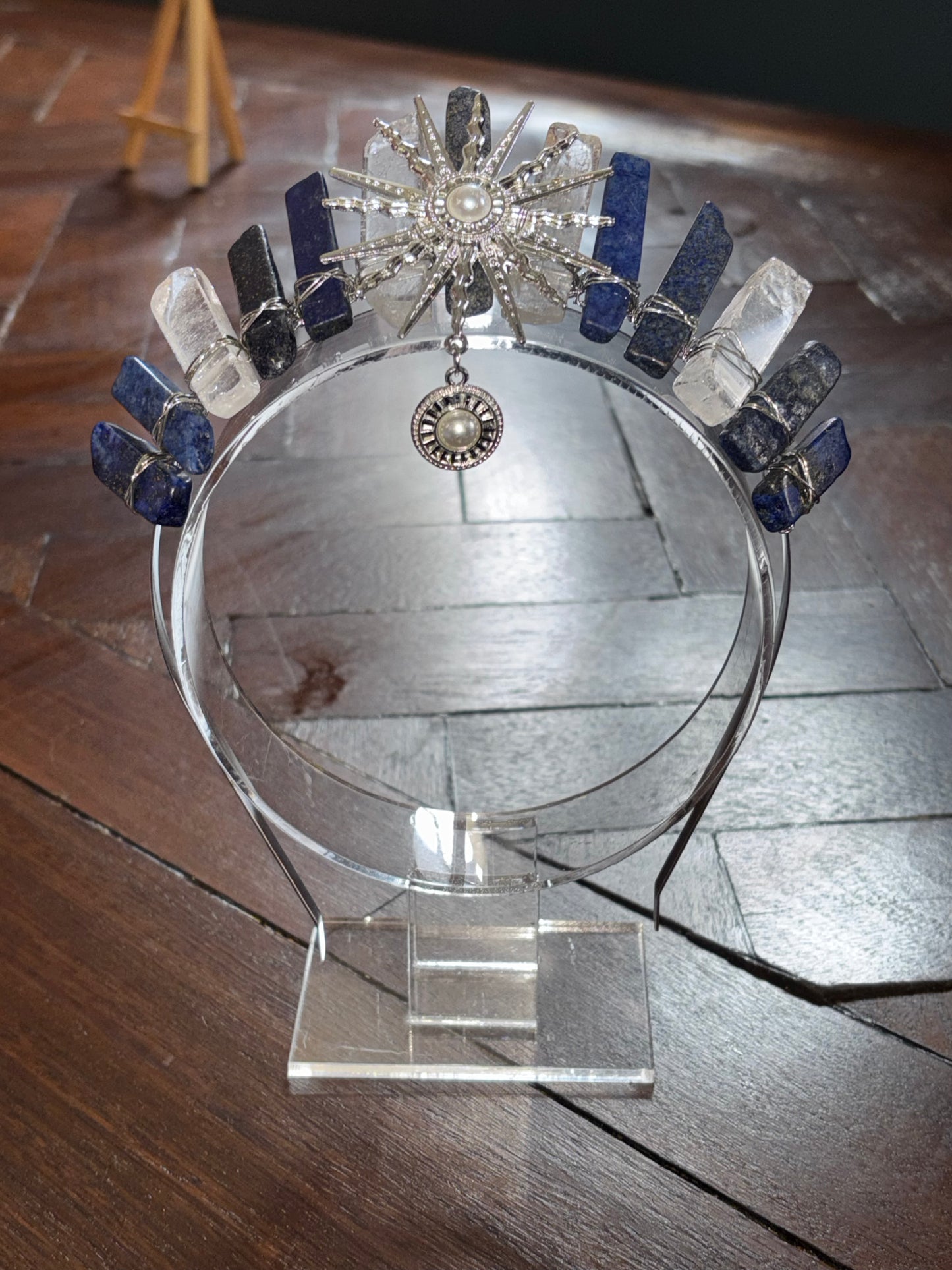 Sodalite & Quartz Crystal Tiara Headband Crown