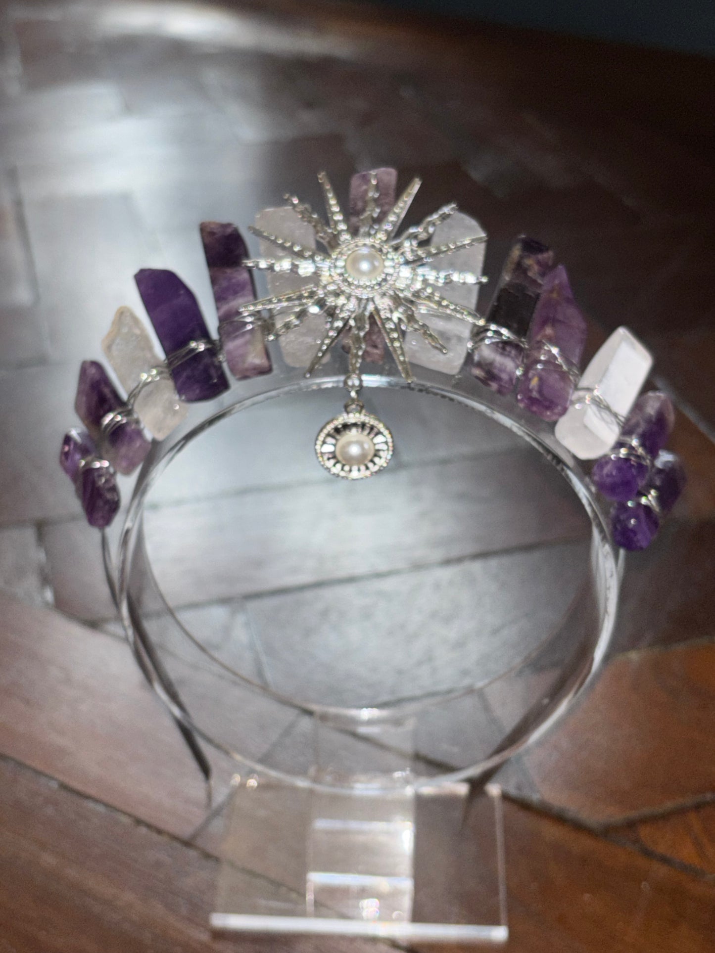 Amethyst & Quartz Crystal Tiara Headband Crown