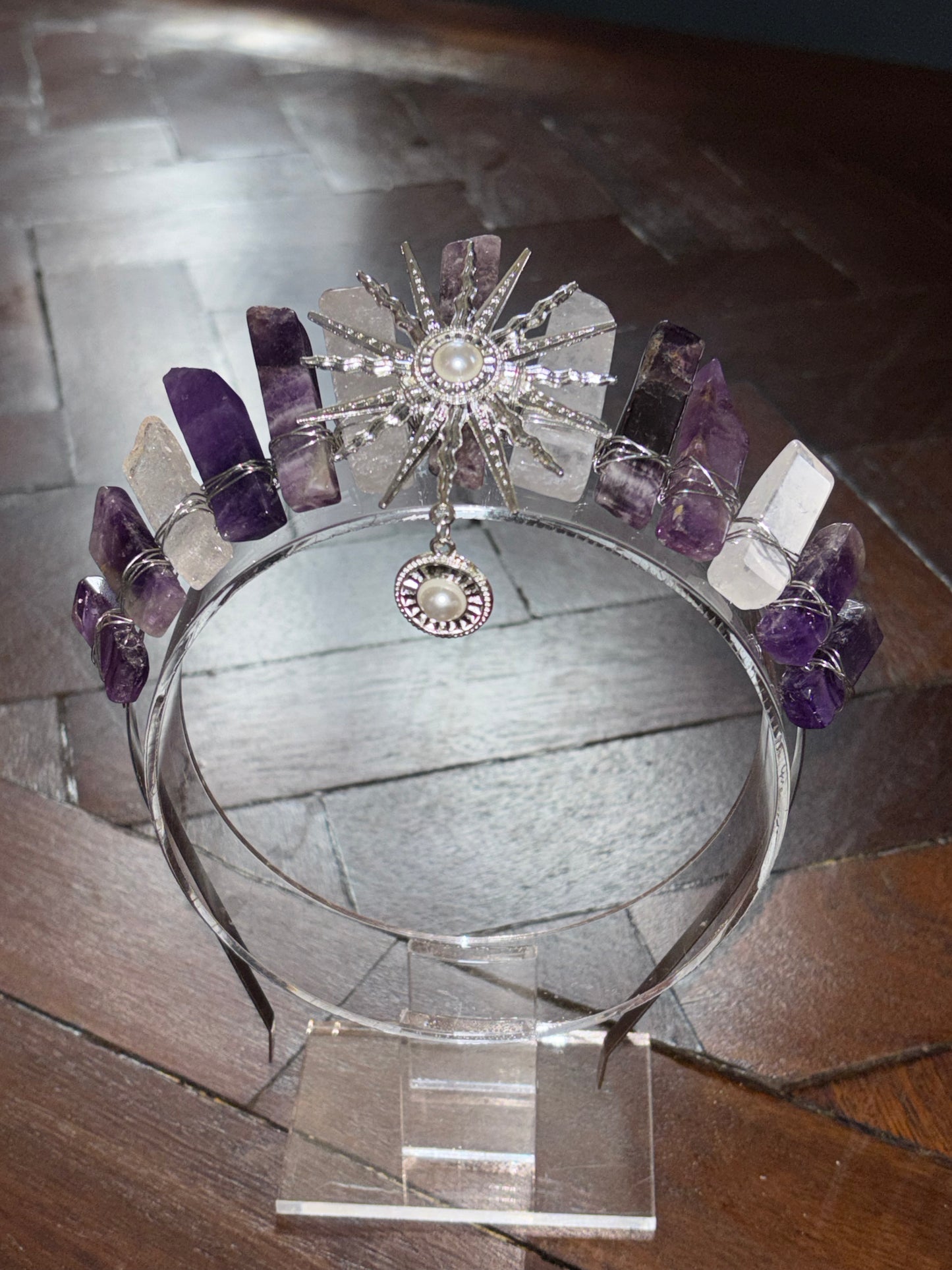 Amethyst & Quartz Crystal Tiara Headband Crown