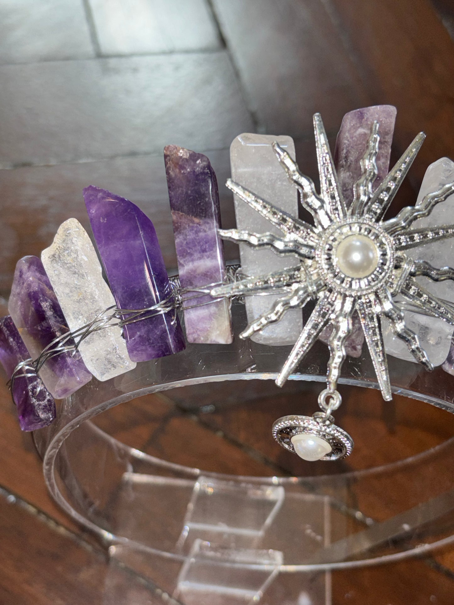 Amethyst & Quartz Crystal Tiara Headband Crown