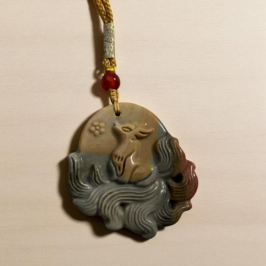 Ocean jasper fox pendant kitsune