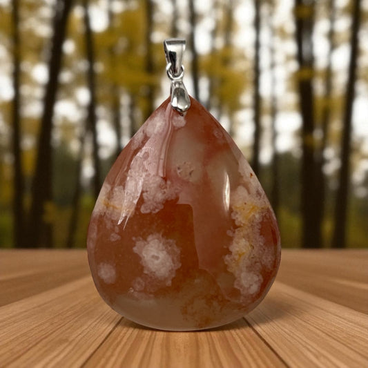 Cherry Blossom agate pendant with 925s bail