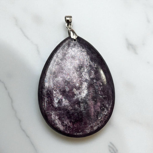 Purple mica pendant with 925S bail